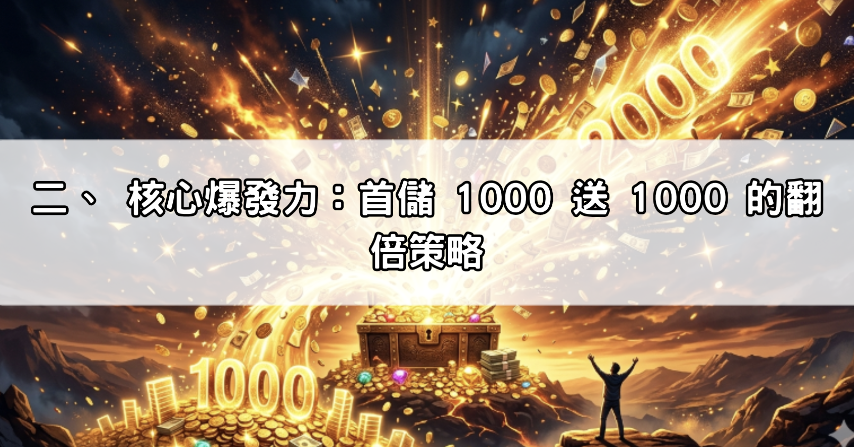 二、 核心爆發力：首儲 1000 送 1000 的翻倍策略